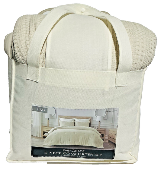 EverGrace Comforter Set King Size 1 Piece Ivory -PO