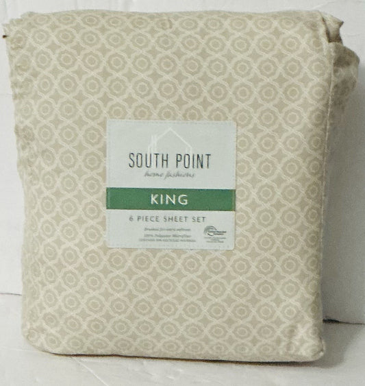 South Point Home Fashions 6 Piece Sheet Set King - Frames Neutral