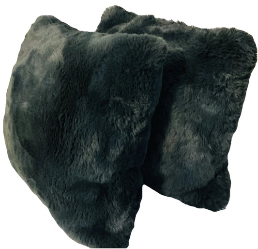 Lot of 2 Decorative Throw Pillows Square 18" x 18" Bedding Fuzzy
