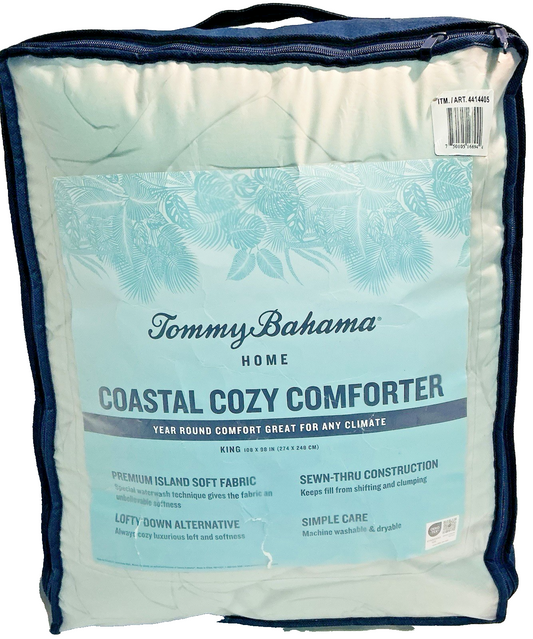 Tommy Bahama Home Coastal Cozy Comforter King Size Blue Aqua, 108 in x 98 in