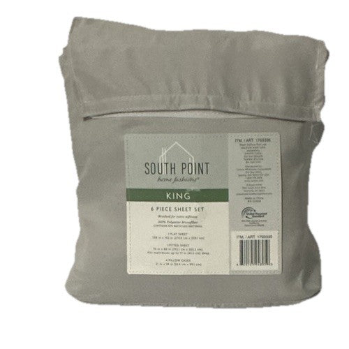 South Point Home Fashions 6 Piece Sheet Set King Size Gray