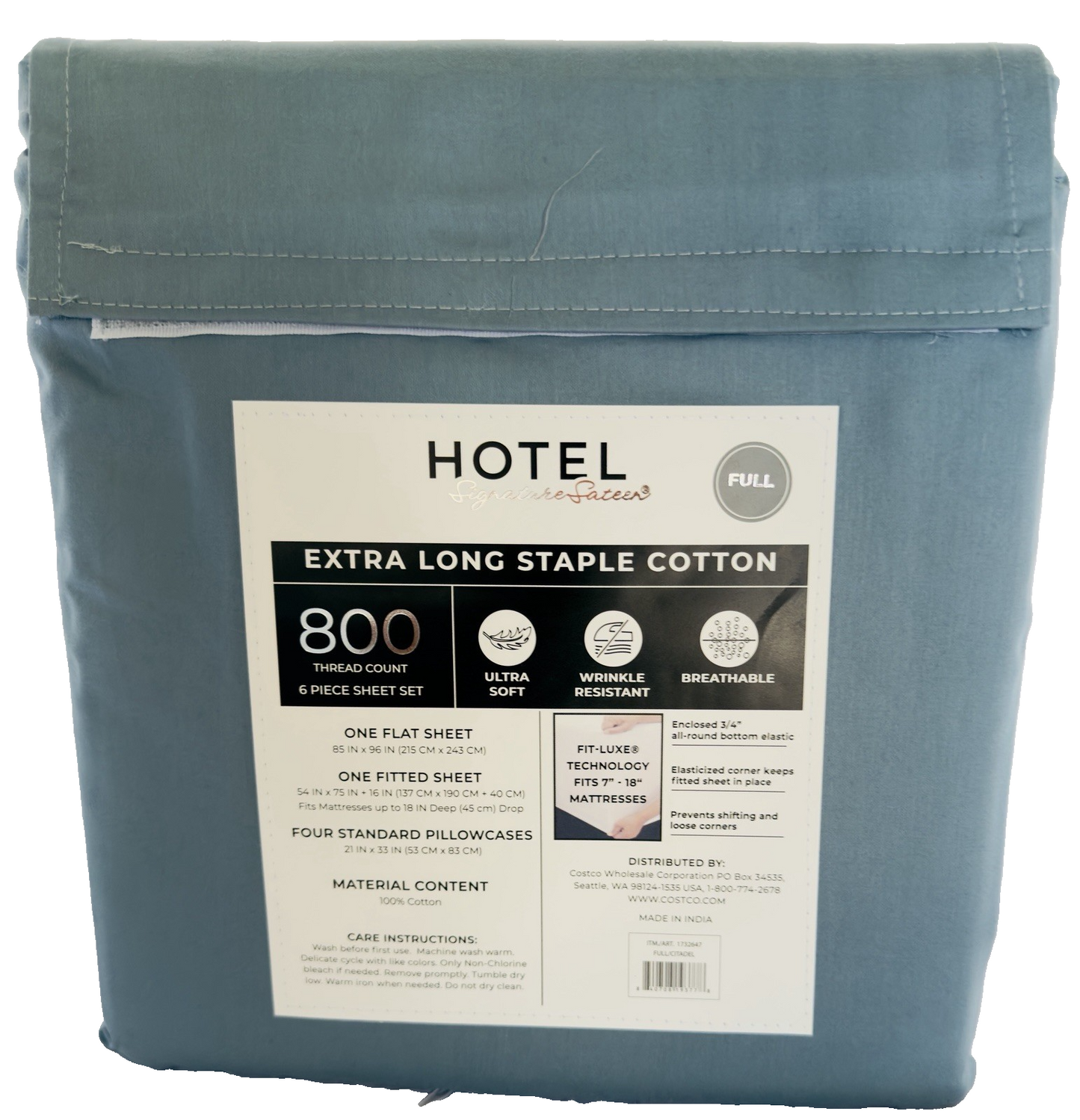 Hotel Signature - 800TC Sheet Set 6pc-Citadel Cotton Ultra Soft Bedding-FULL