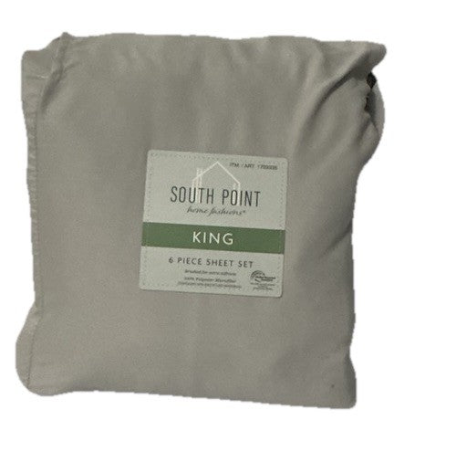 South Point Home Fashions 6 Piece Sheet Set King Size Gray