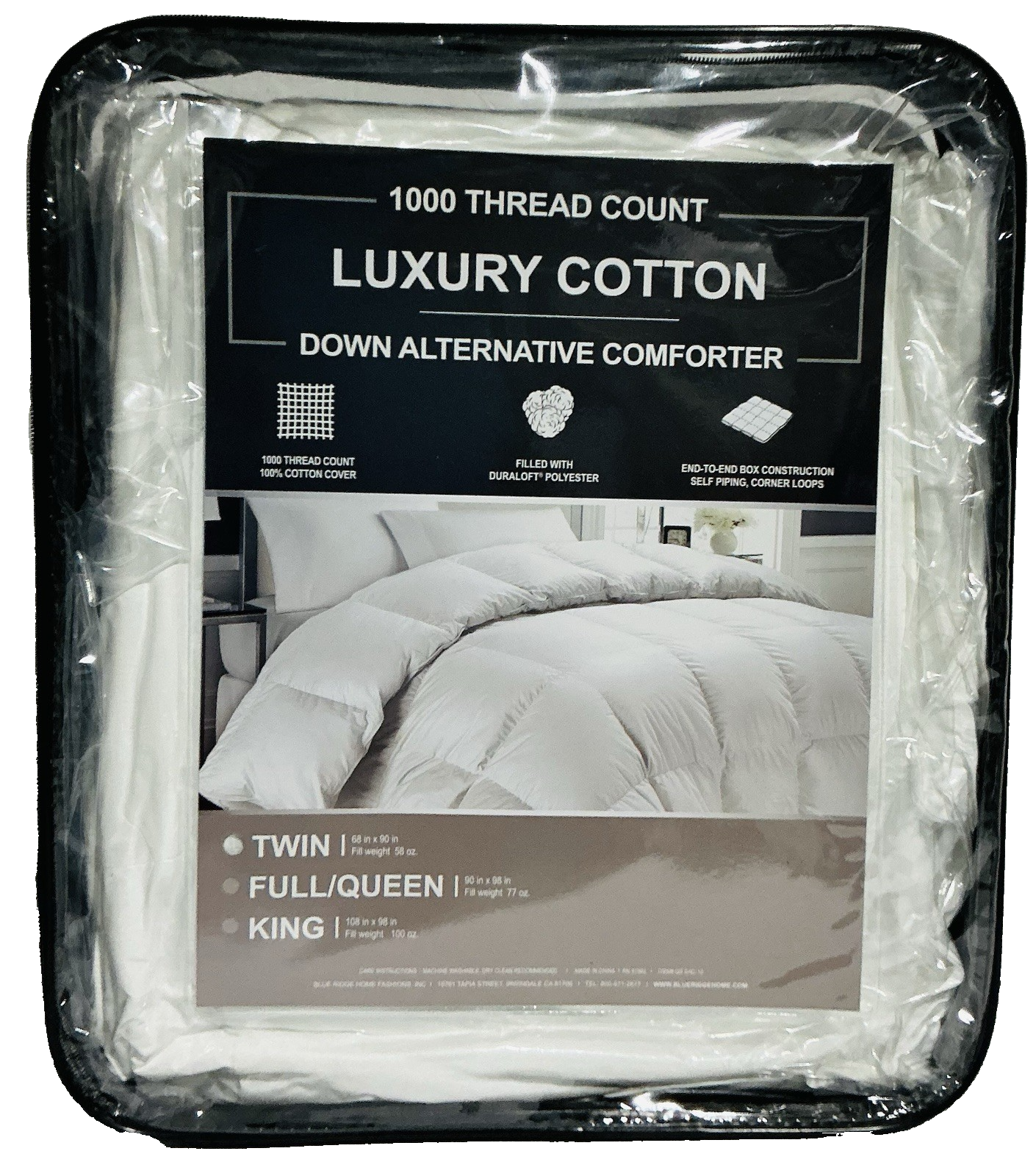 Down Alternative Comforter -1000 thread count -Twin Size New