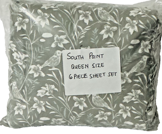 South Point Home Fashions 6 Piece Sheet Set King - Flower Leaf
