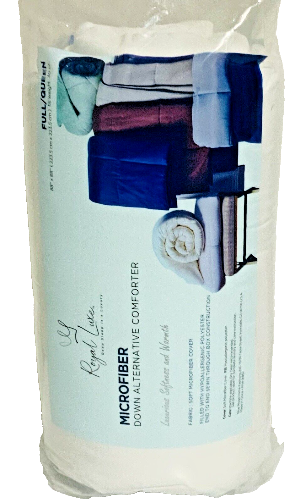 Royal Luxe Microfiber Down Alternative Comforter, White, Queen