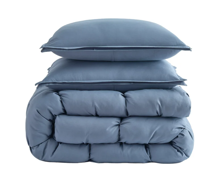 Casual Living Zuri Mega Puff 3-Pc Reversible Comforter Set, King BLUE  102"x92"