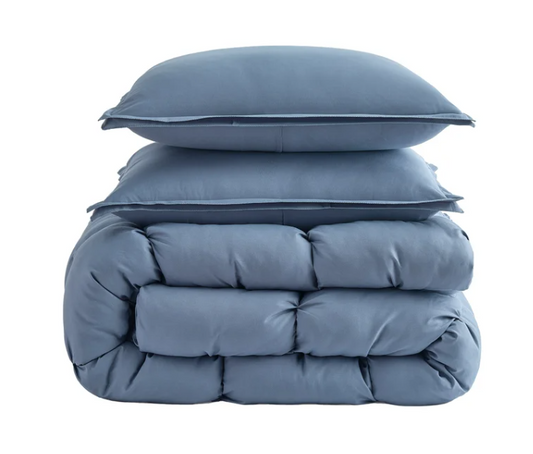 Casual Living Zuri Mega Puff 3-Pc Reversible Comforter Set, King BLUE  102"x92"