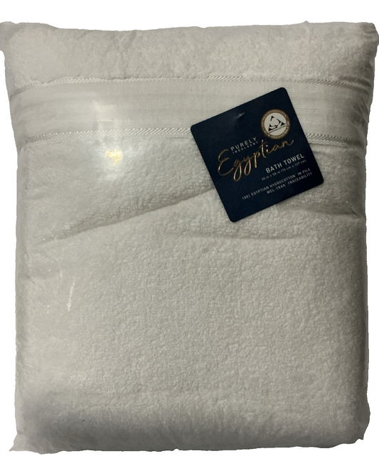 Purely Indulgent 100% Egyptian Cotton Towel Set White 2 Pcs 30in x 58 in