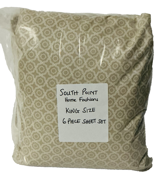 South Point Home Fashions 6 Piece Sheet Set King - Frames Neutral