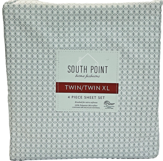 South Point Home Fashions Twin/Twin XL, 4 Piece Sheet Set Ernesto Tile
