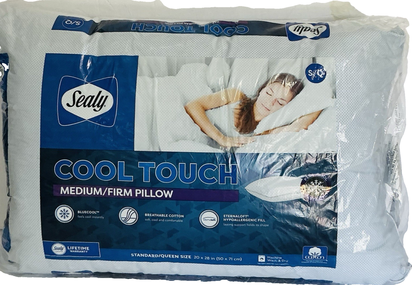 Sealy Cool Touch Medium/Firm Pillow, Standard/Queen (1 Pack)