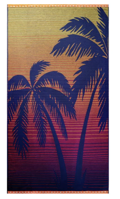 Trident Fouta Beach Towel Multicolor Palm Scape 40” W x 72” L Cotton