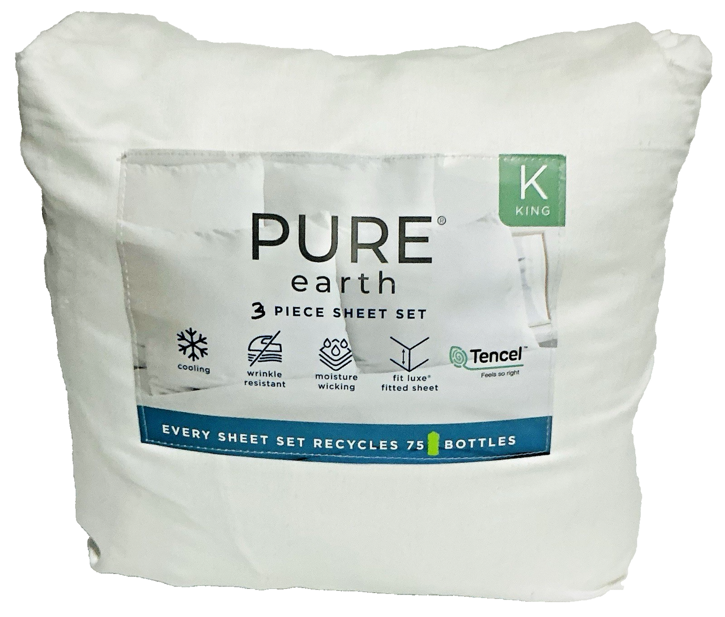 Pure Earth Tencel Blend 3-piece - King - Bed Sheet Set 300 TC White