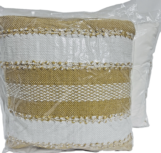 Woven Yellow18" x 18" Striped and Dots Indoor/Outdoor Throw Pillow- Mina Victory