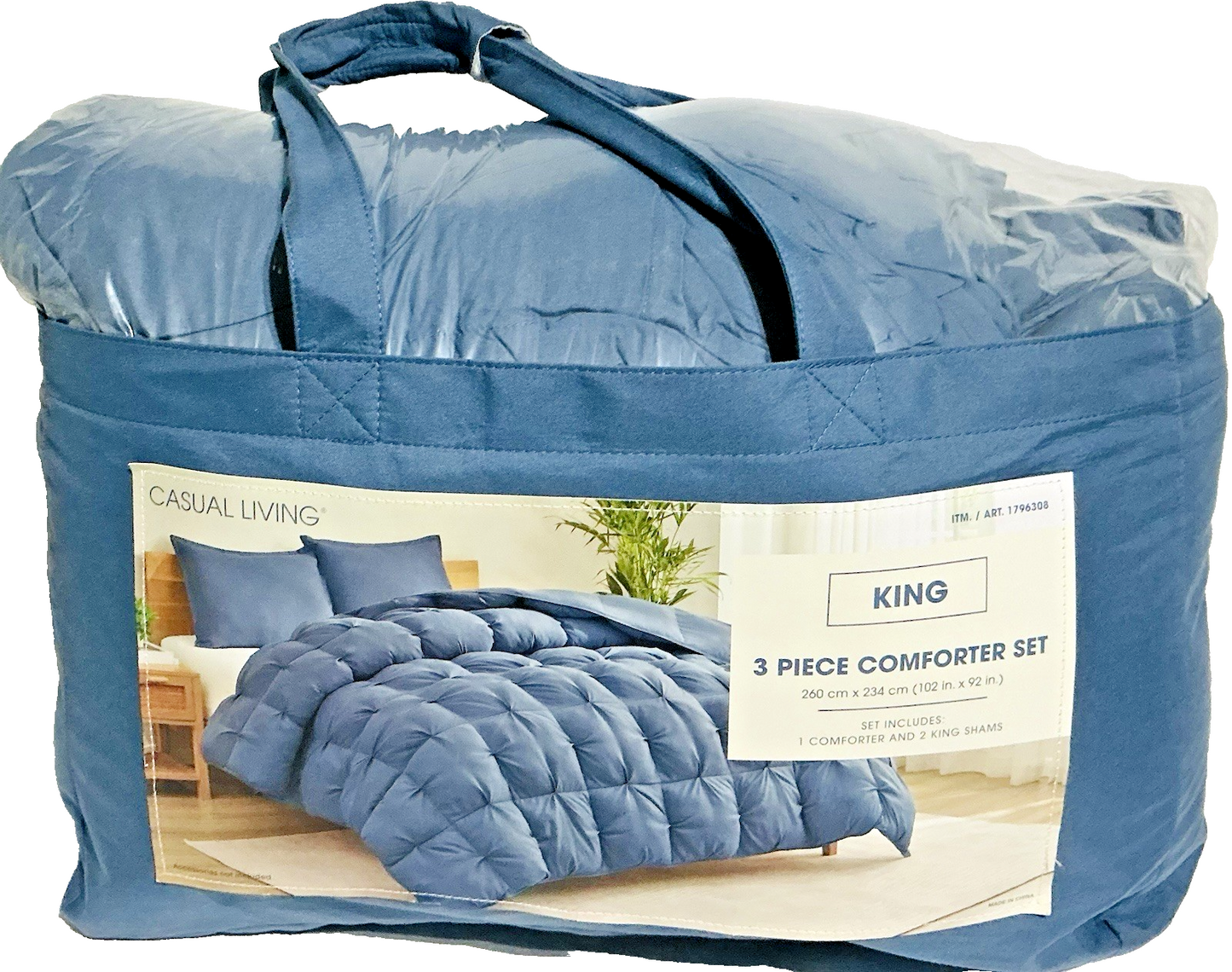 Casual Living Zuri Mega Puff 3-Pc Reversible Comforter Set, King BLUE  102"x92"