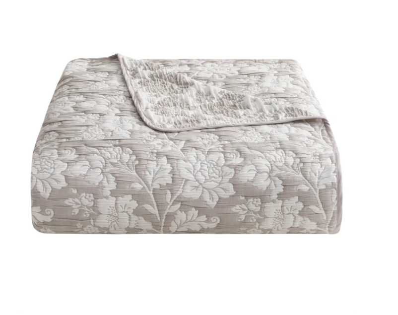 West Park Margueritte 5-piece Quilt Set, QUEEN SIZE - Floral BEIGE/TAUPE