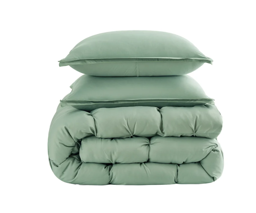 Casual Living Zuri Mega Puff 3-Pc Reversible Comforter Set, Queen Green 90"x92"