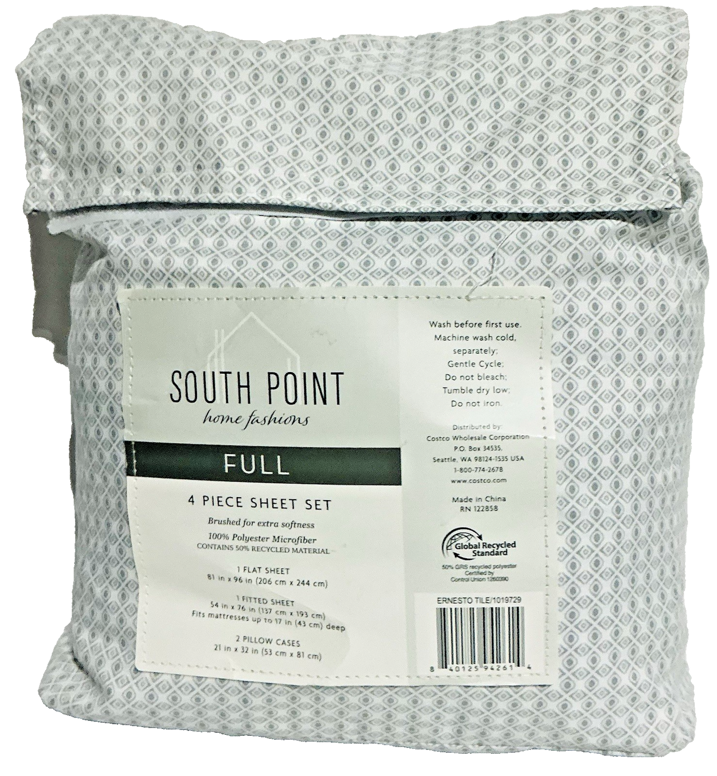 South Point Home Fashions Microfiber 4-piece Full Sheet Set Ernesto Tile