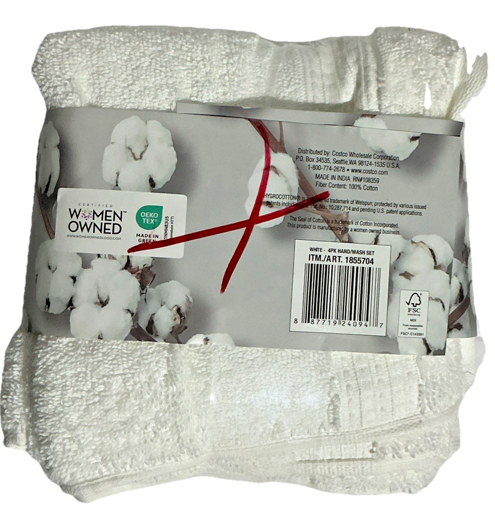 Purely Indulgent 4-piece Cotton Hand Towel and Washcloth Set in White