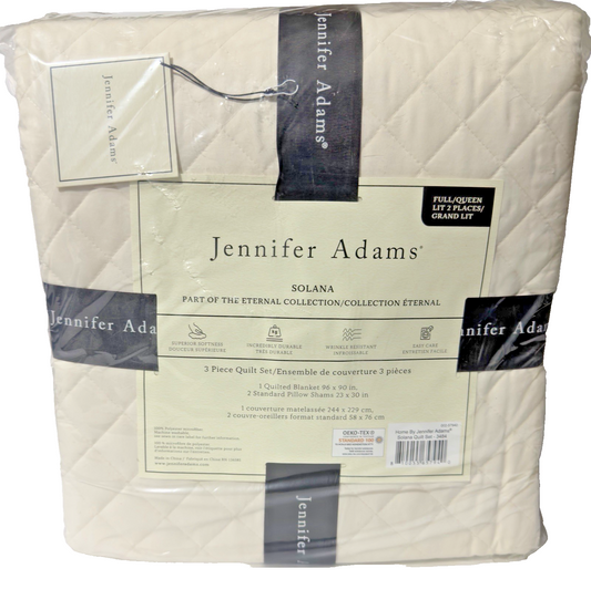 Jennifer Adams Home Solana Diamond 3-piece Quilted Blanket Set- QUEEN- NEW