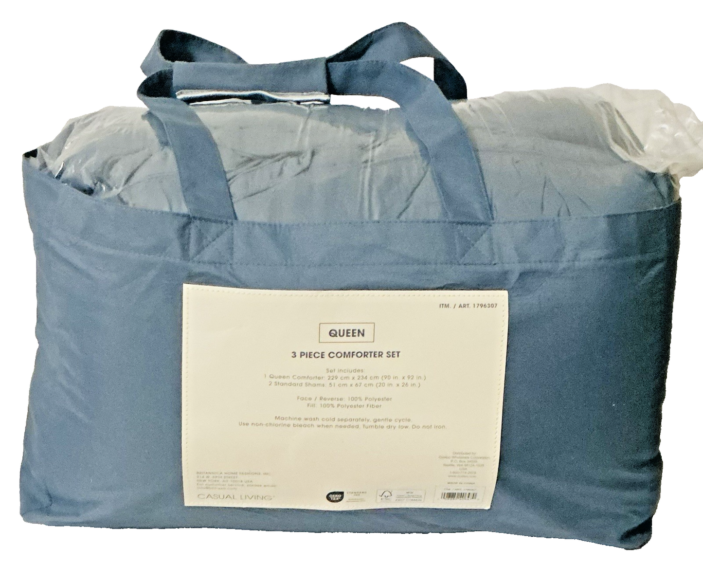Casual Living Zuri Mega Puff 3-Pc Reversible Comforter Set, Queen Blue 90"x92"